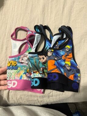 Bundle 2 smalls 1 medium PSD Anime Sports Bras - Pink, Blue, Black